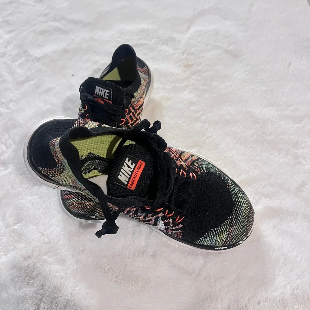 Nike‎ Free 4.0 Flyknit Running Shoes Black Multi Color Women's Sneakers